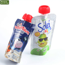 Custom printed juice liquid stand up pouch with spout, doypack pouch
